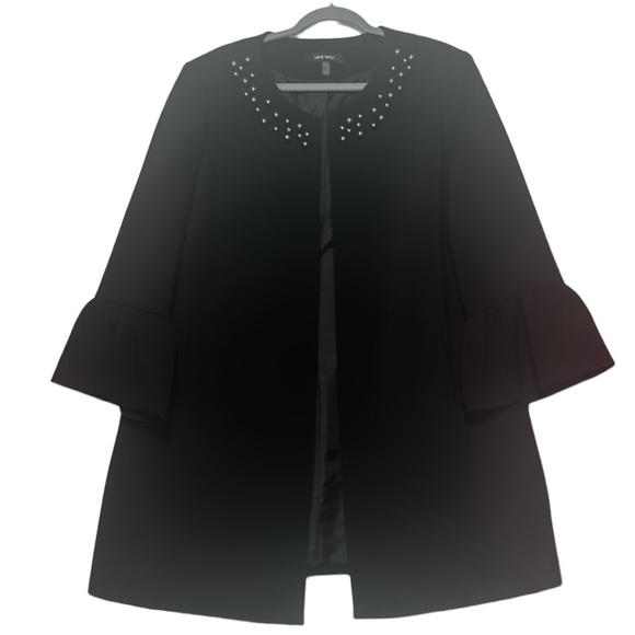 Nine West Jackets & Blazers - Nine West Women’s Black Open Front Bell Sleeve Embellished Jacket Size 16
